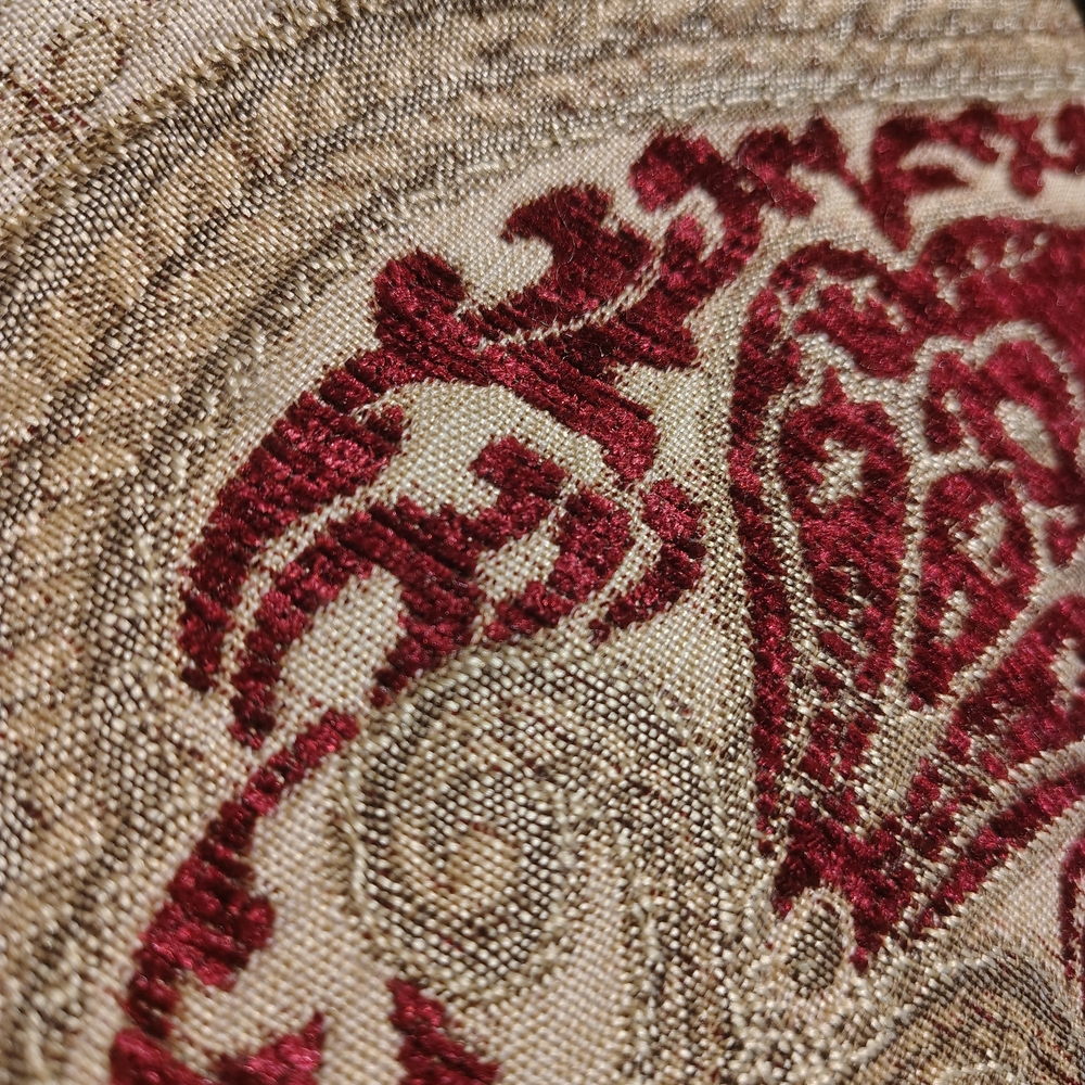 Elegant Red and Gold Chenelle Jacquard Upholstery Fabric Remnants - Picture 3 of 5